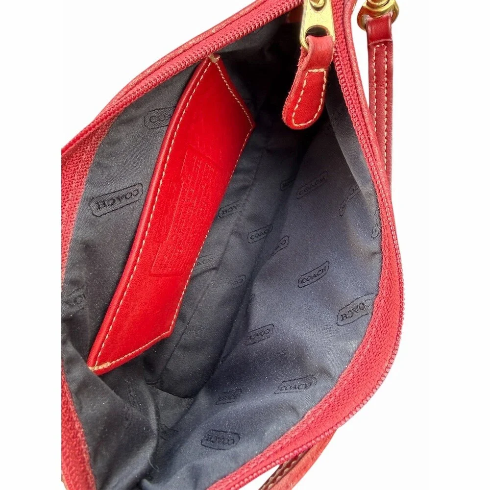 Vintage 1999 Coach Bleecker Red Demi Zip Shoulder Bag